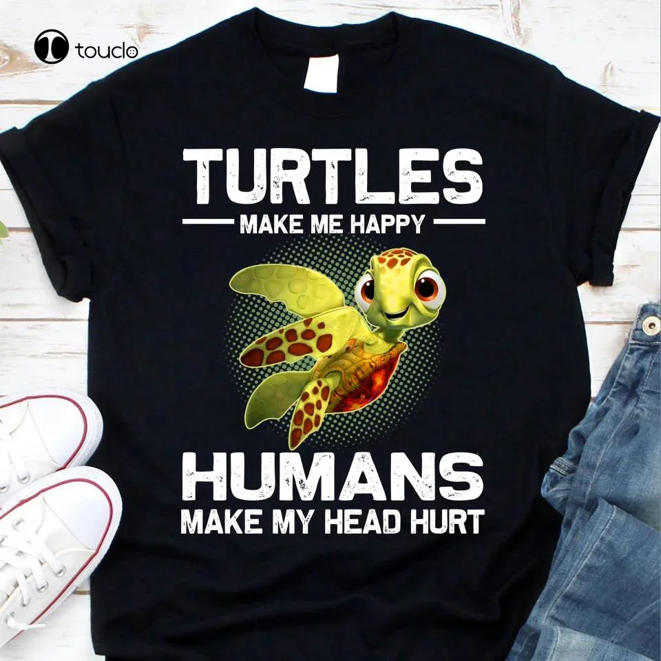 Sea Turtle T-Shirt Turtles Make Me Happy Vintage Unisex Men Women Gift womens white shirt