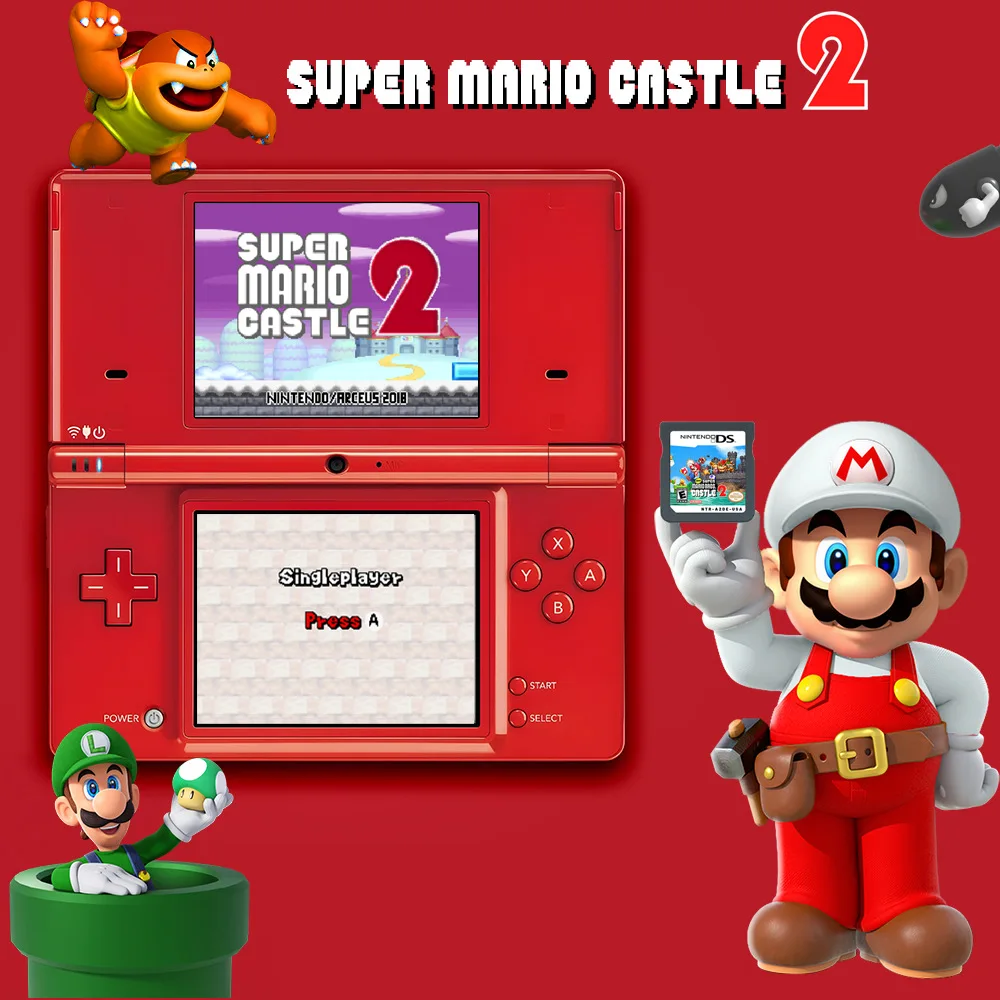 NDS Cartridge Game Cards New Super Mario Bros Castle 2 Classical 2D Action-adventure Game Collection Original Card Kid Toy Gifts