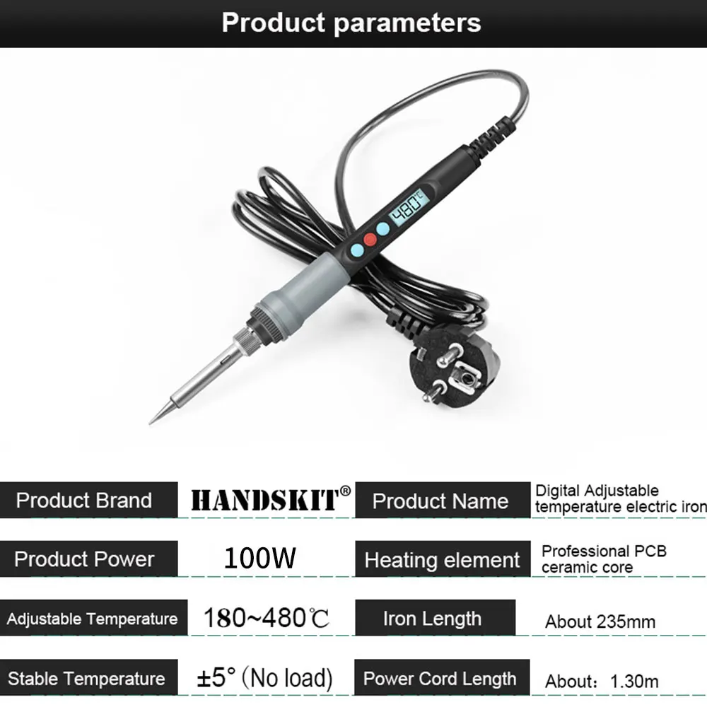 Imagem -06 - Ferro de Solda Elétrica Digital Ajuste de Temperatura Aquecimento Cerâmico Automático Dormir Ferramentas de Solda Eletrônica 100w
