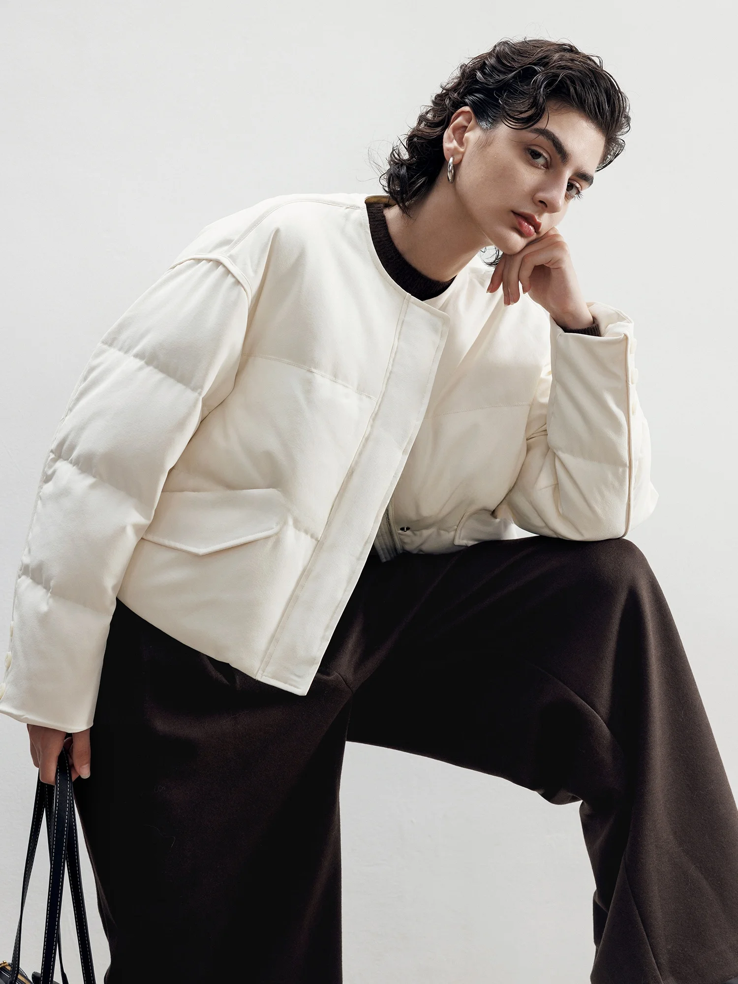 

Женская короткая пуховая куртка Maiher90 с круглым вырезом, белая, теплая, повседневная, зимняя, новая модная универсальная верхняя одежда