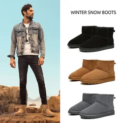 Fashion Classic Top Quality Winter Men's And Women's Shoes Genuine Leather Woman Snow Boots Winter Boots Warm Shoes Large Size