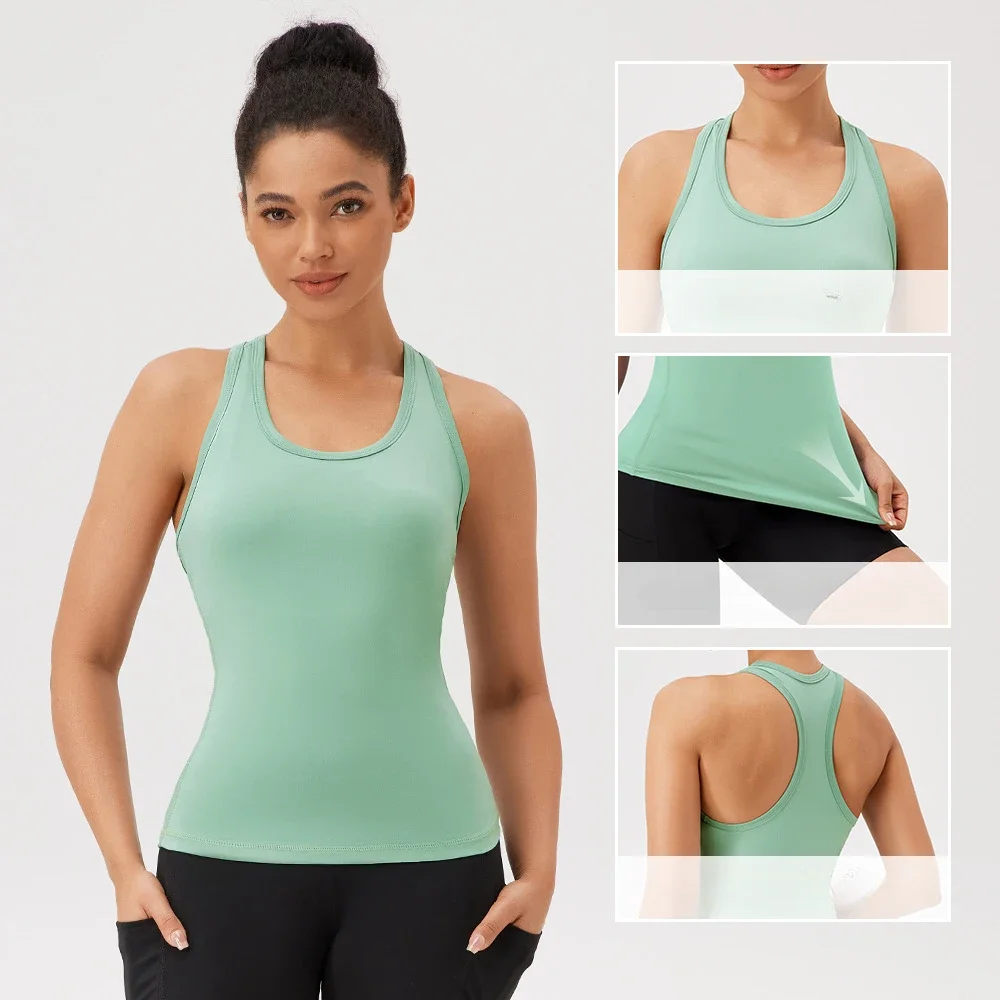 Women Tight Racerback Singlet Tank Tops Quick-dry Yoga Clothes Gym Sportswear Workout Running Fitness Athletic Shirts Sport Vest