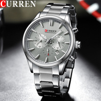 CURREN Man WristWatch Waterproof Chronograph Men Watch Military Grey Top Brand Luxury Stainless Steel Sport Male Clock Gift 8446
