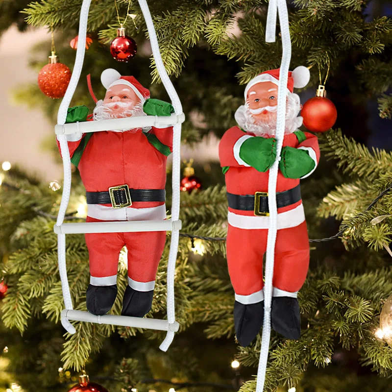 Santa Claus Climbing Ladder Christmas Tree Ornaments Navidad Home Wall Hanging Pendants Climbing Rope Doll Christmas Decorations