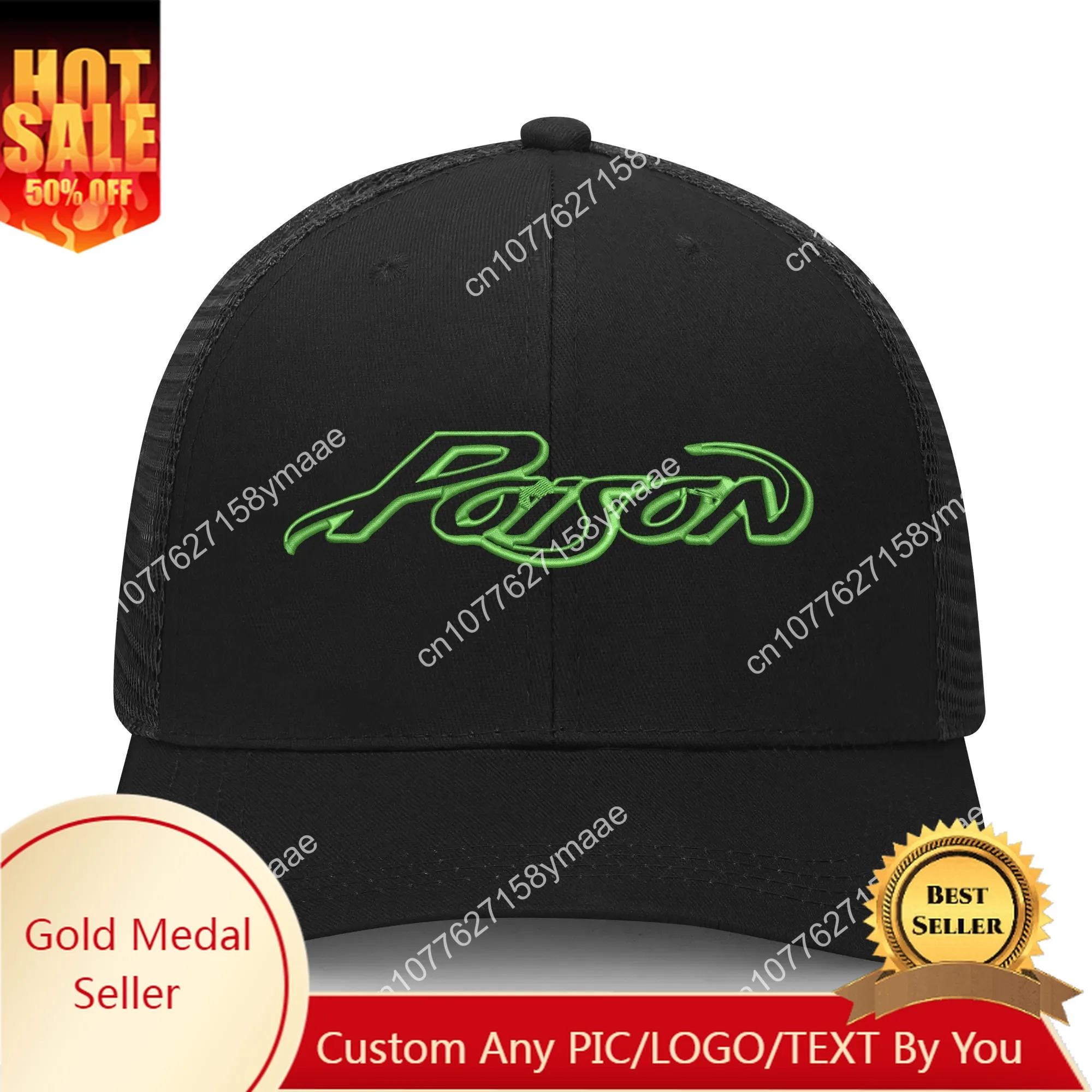 Poison Rock Band Pop Embroidery Hat Mens Womens Sports Baseball Hat Hip Hop Breathable Summer Headwear Custom Made Caps Logo