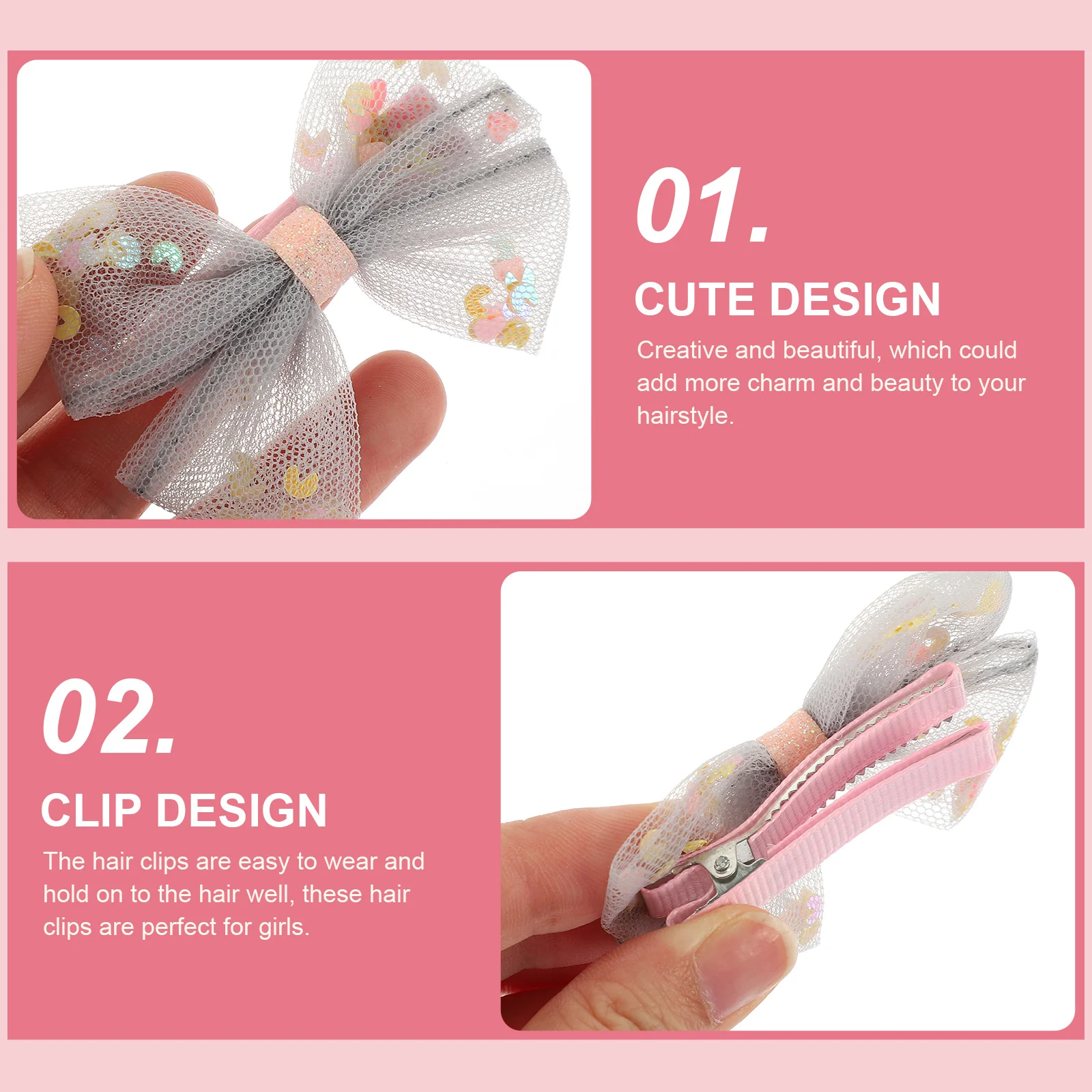 

15 Pcs Hair Bows Clips for Toddler Girl Kids Accessories Pink Set Durable Premium Material Birthday Party Christmas