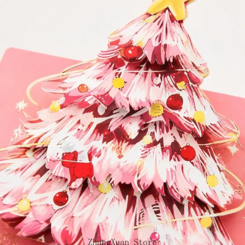Ausstellbare Weihnachtsbaumkarten mit Sternakzenten und Feiertagsbotschaften, 12er-Set mit passenden Umschlägen und Umschlag – Detail 7