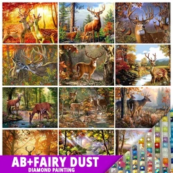 AB Fairy Dust 5D DIY Diamond Painting Animal Elk Forest Embroidery Set Handicraft Mosaic Picture Mural Home Decor Gift