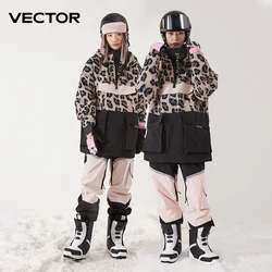 Ropa de esquí de VECTOR para hombre y mujer, suéter con capucha, ropa de esquí de tendencia reflectante, grueso, cálido e impermeable, traje de equipo de esquí