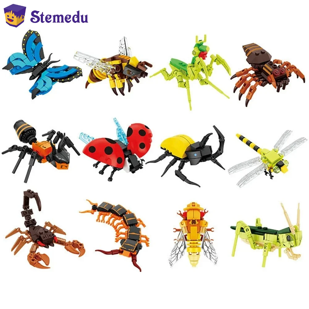 

Moc Insect Animal Model Bee Ant Butterfly Cricket Grasshopper Set Building Blocks Diy Children Puzzle Assemble Toys Boy Kid Gift