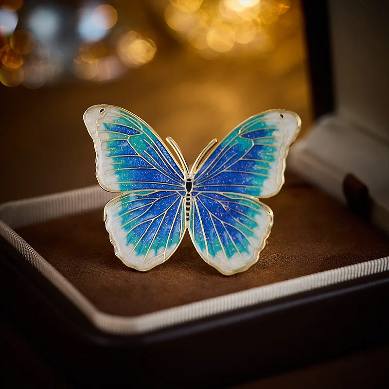 

Light luxury enamel painted butterfly brooch, women's retro exquisite suit jacket accessory brooch, cheongsam corsage