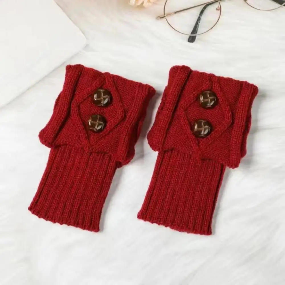 Women Leg Warmers Knitted Gaiters with Buttons Warm Boot Cuff Sock Girl Short Boot Cuffs for Autumn Winter Outings Street Dating