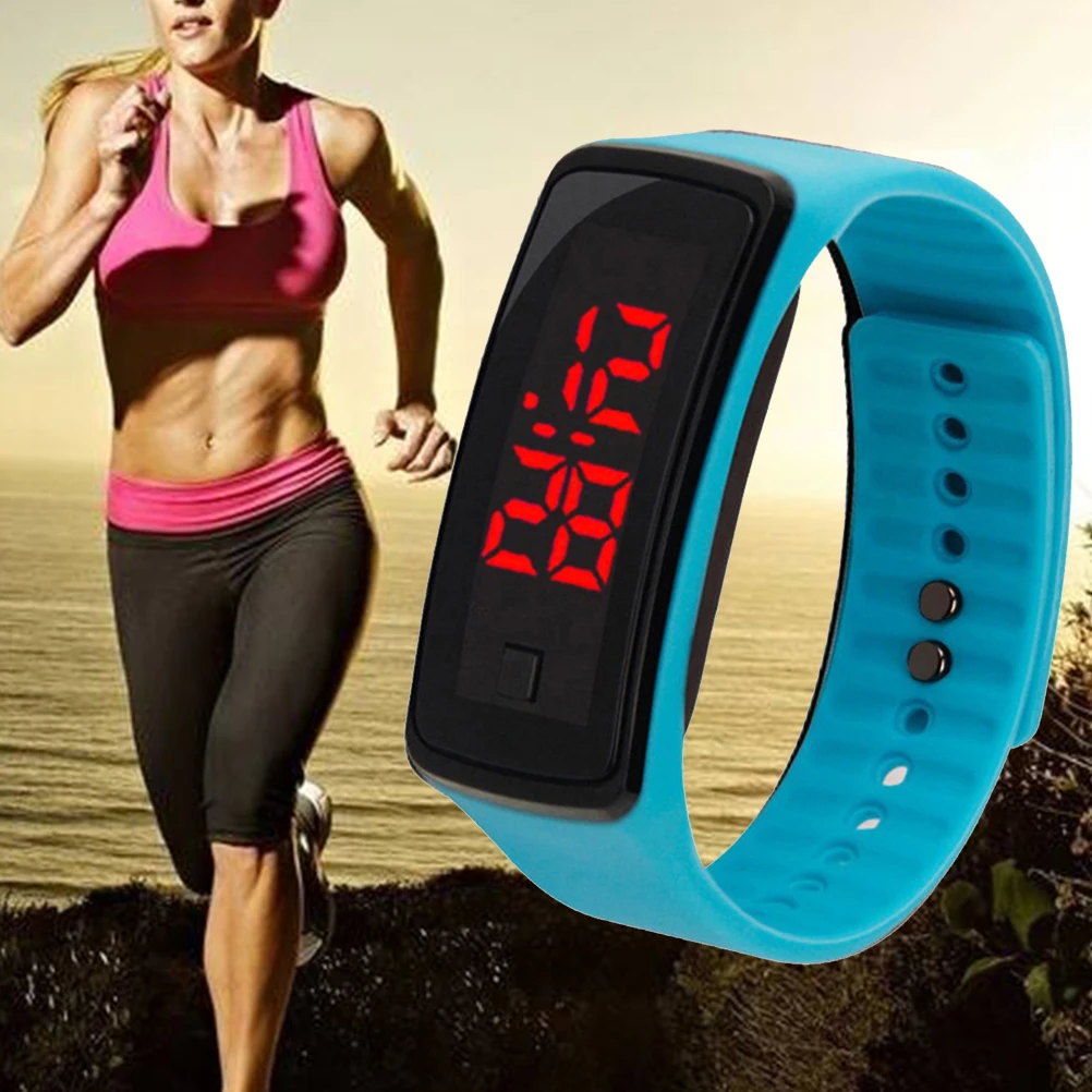 

LED Digital Watch Unisex Children Outdoor Wrist Running Silicone B Adjustable Buckle Power Saving Mode Easy Read Time Date Gift