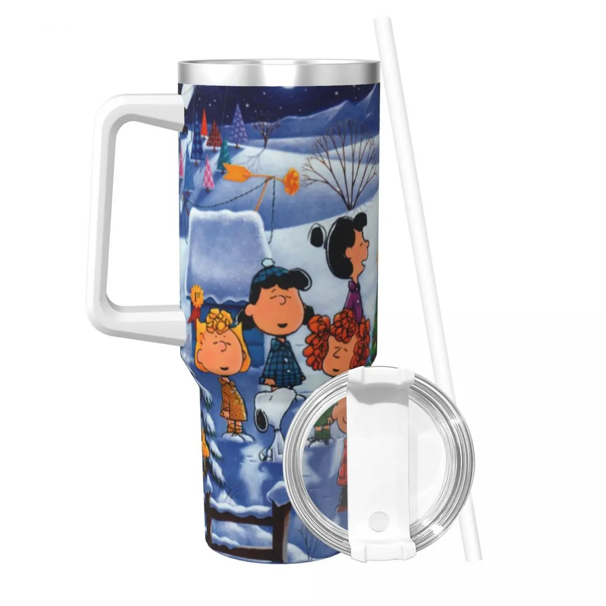 Stainless Steel Tumbler Snoopy And His Friends Celebrating Christmas Mugs Cup With Straws Travelist Cold Drink Bottle 40oz Mug