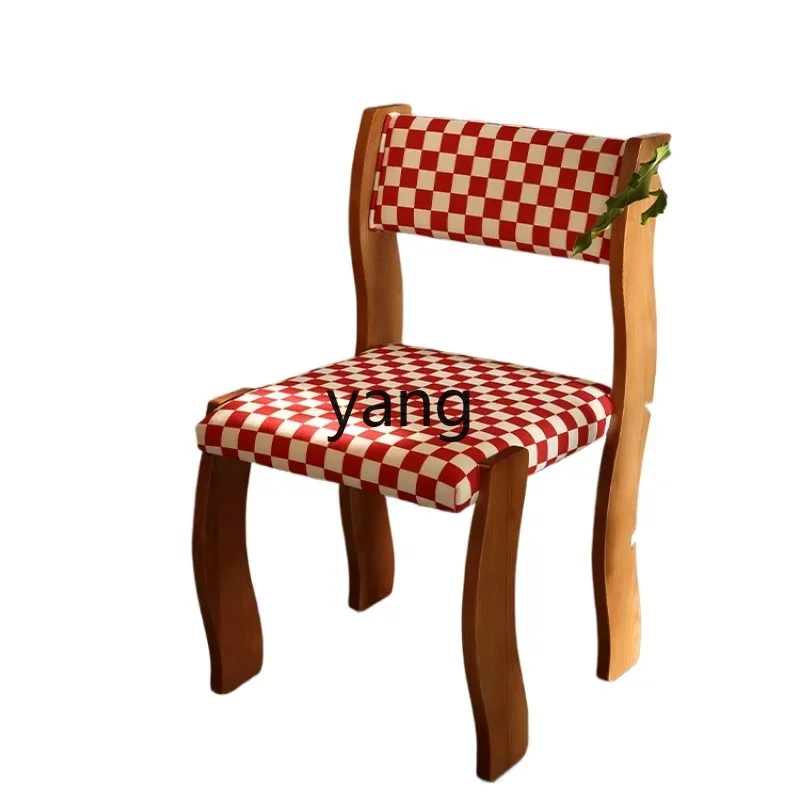 xyy solid wood dining chair red dopamine soft bag book desk chair retro bedroom back stool