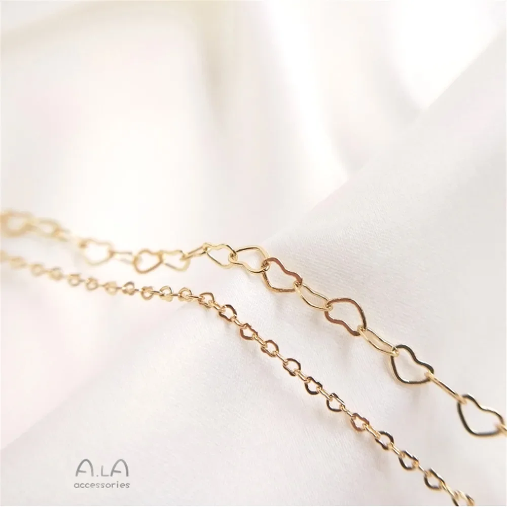 سلسلة مطلية بالذهب عيار 14 قيراط سلسلة قلب الخوخ الحبيب DIY قلادة مصنوعة يدويًا وسوار تمديد سلسلة مادة زينة على شكل فيونكة #3