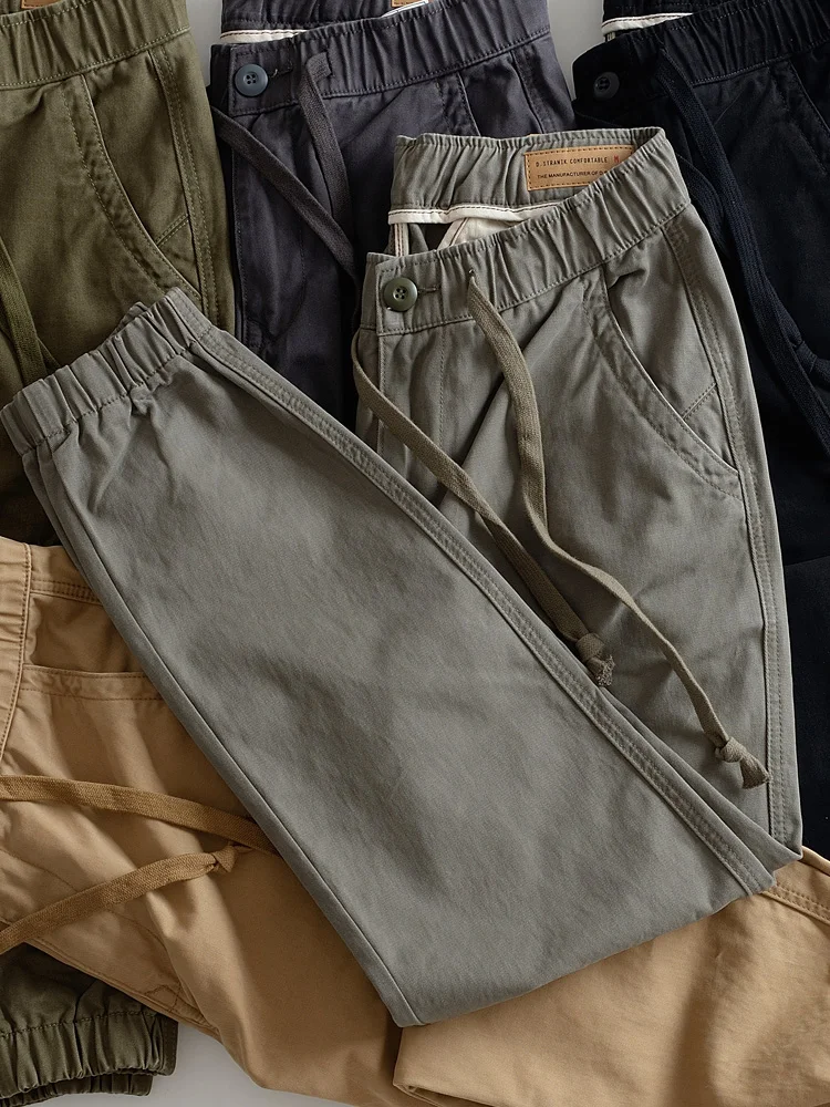 

Мужские винтажные прямые брюки из плотного хлопка в японском стиле, свободного кроя, для осени и зимы, повседневные, рабочие, из канваса