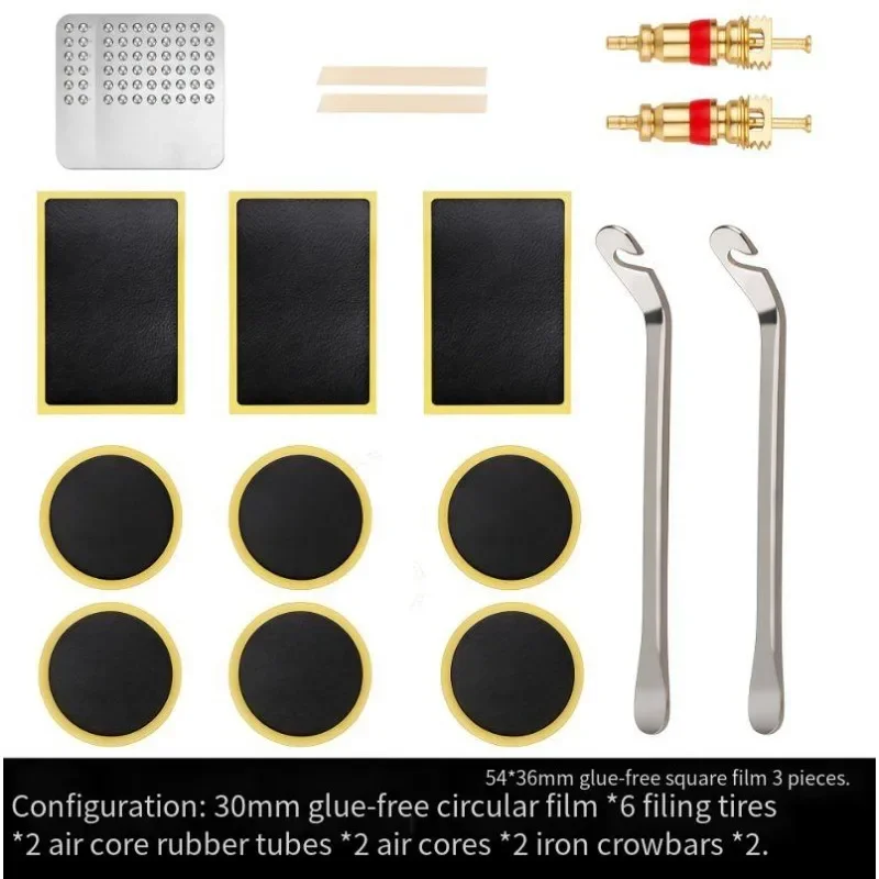 Bicycle Tire Repair Kit Pre-Glued Patches with Tire Lever, No Glue Quick Fix for Road Mountain Bike Puncture, Portable