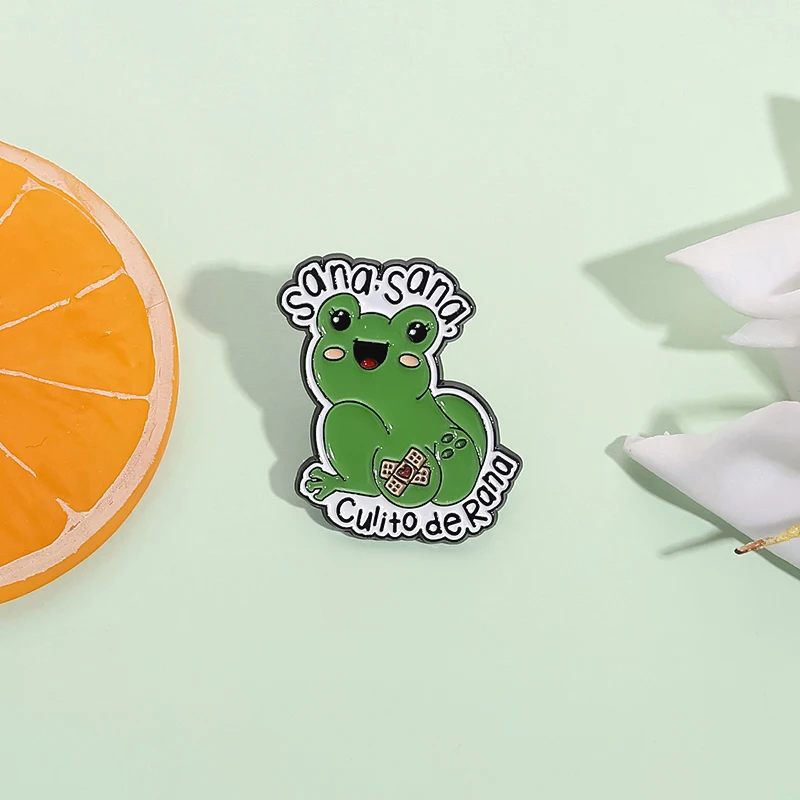 Culture of Spain Enamel Pin Sana Sana Colita De Rana Cute Frog Brooch Lapel Badge Lapel Badge Funny Lat Mexican Mom Jewelry Gift