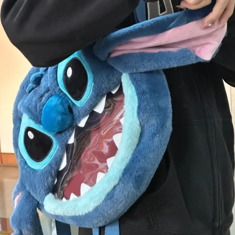 2024 New Stitch Shoulder Bag Plush Fuzzy Large-capacity Doll Transparent Jk Pain Bag Cute Shoulder Japanese Zipper Backpacks