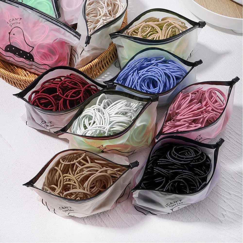 30/50pcs Women Girls Black Hair Tie High Elastic Rubber Band for Kids Children Wide Ponytail Holder Hair Accessories Wholesale