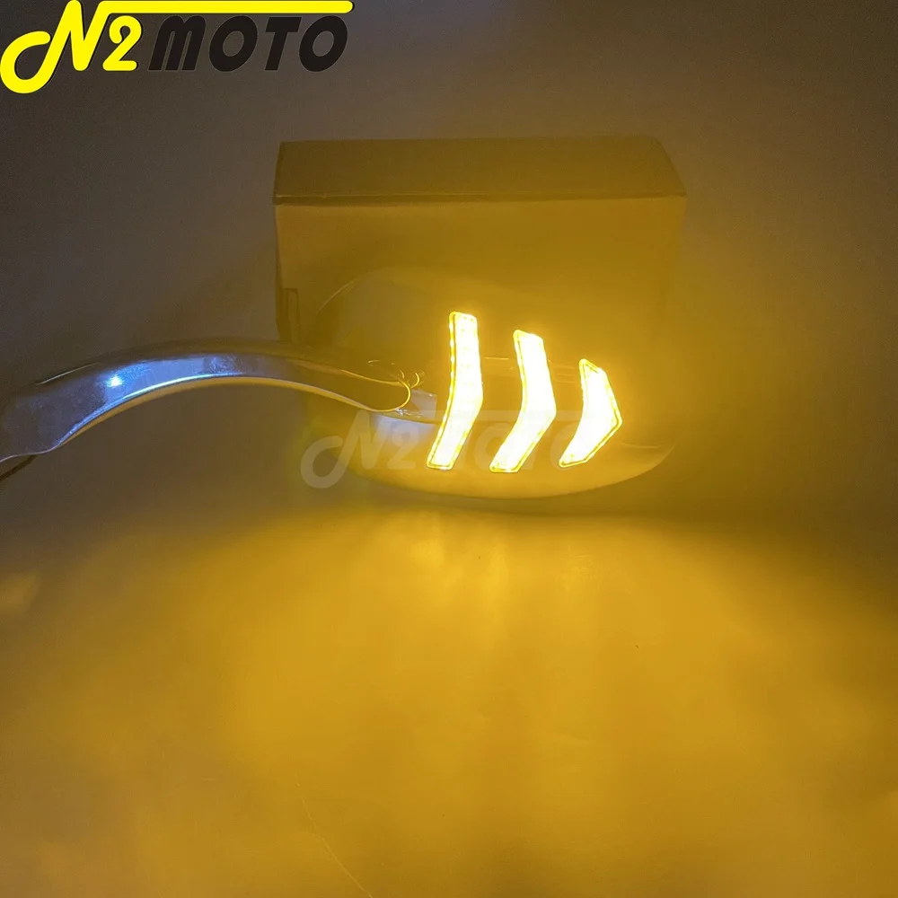 ل هارلي دينا الطريق الملك FLD FXDF FXD FXDWG اليسار اليمين دراجة نارية الرؤية الخلفية ث/LED بدوره أضواء الإشارة مؤشر المرايا الجانبية