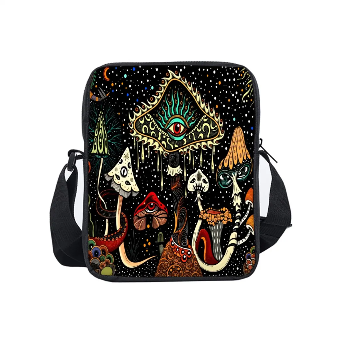 

Bohemian Mushroom Print Single Sided Messenger Bag for Boy/Girls Children Best Gifts 3D Cartoon Casual Crossbody Bag