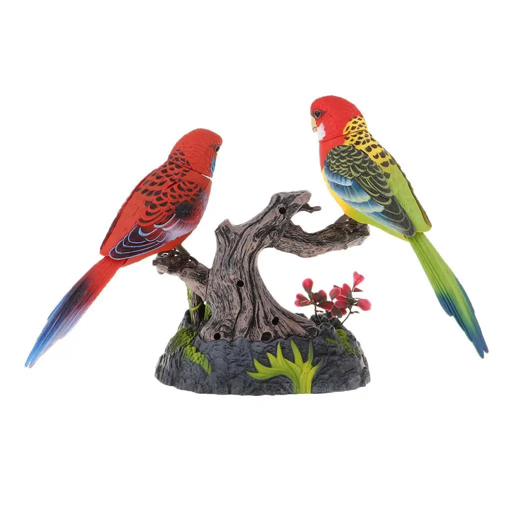 

Pretty Chirping Dancing Parrots with Sound Sensor Battery Operated