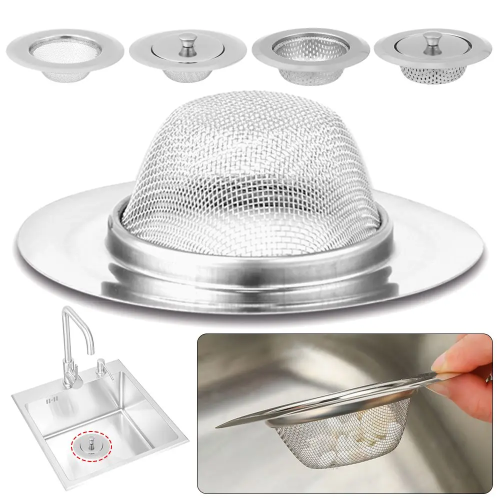 Kitchen Tool Waste Drainer Stainless Steel Sink Strainer With Lid Food Hair Stopper Drain Hole Colander Plug Filter Basket