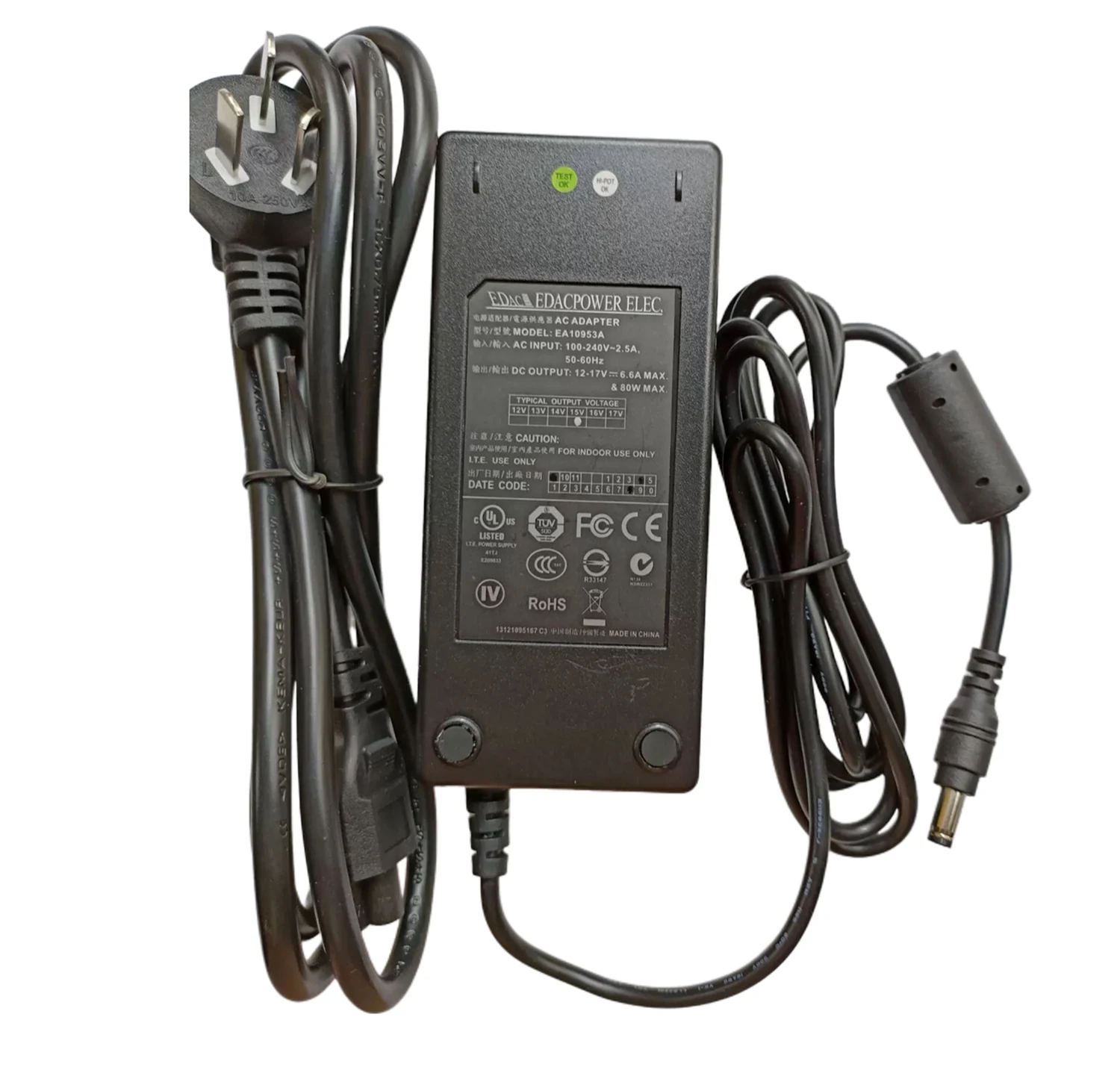 

Оригинальный адаптер переменного тока EDAC EA10953A 15 В 6,6 А 80 Вт, зарядное устройство, блок питания 5,5*2,5 мм