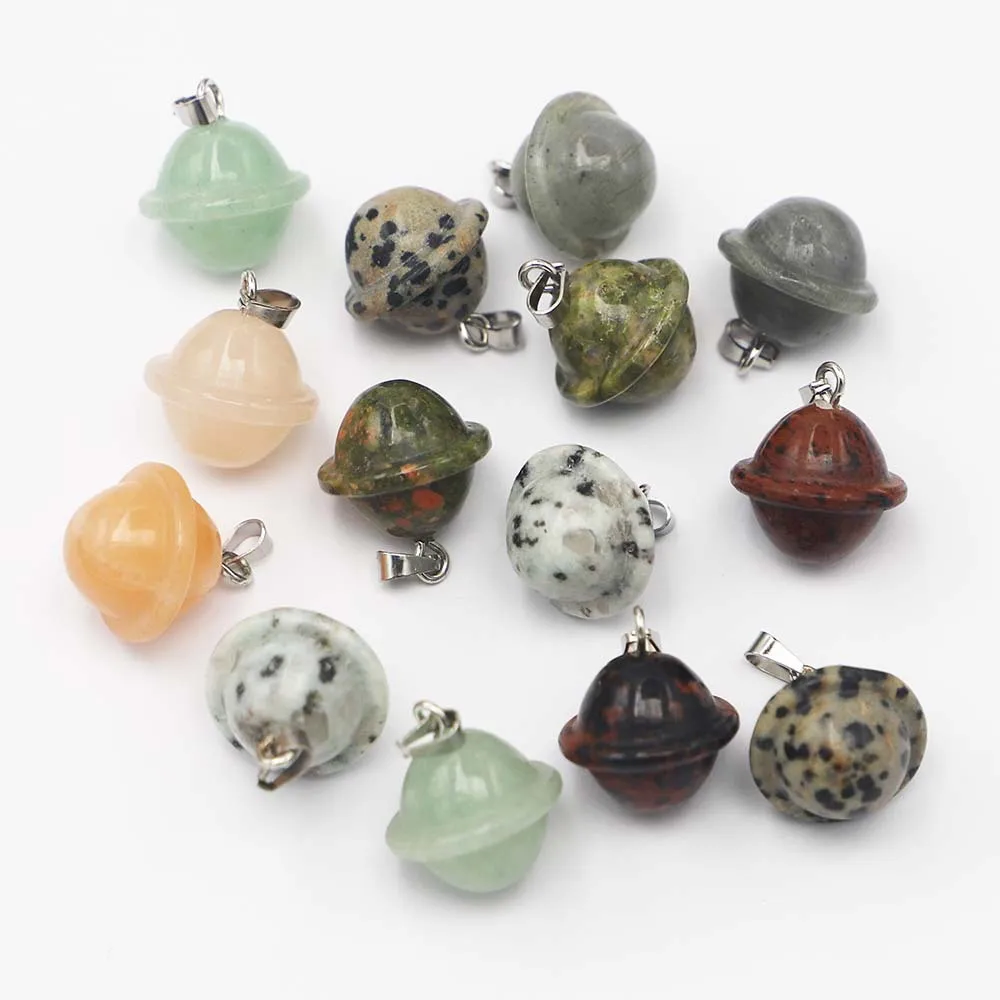 1 قطعة 16x18 مللي متر الطبيعية شبه حجر كريم قلادة جديد الأقمار الصناعية الكواكب سديم افينتورين شكل الحلوى عقد دي اي واي أقراط #3