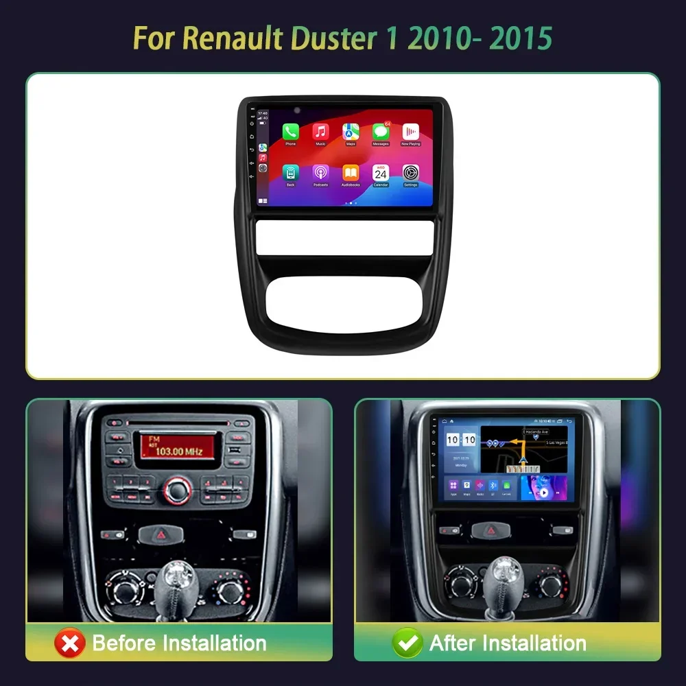 Android 13 для Renault Duster 1 2010-2015 Автомобильный радиоприемник Мультимедийный видеоплеер Навигация GPS Авто Carplay Экран для автомобильной камеры BT