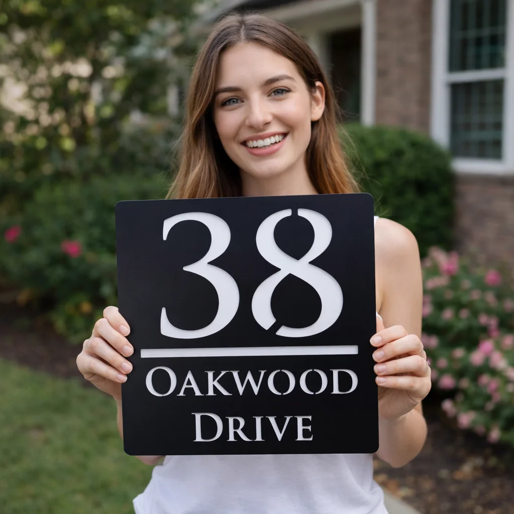 

Современная персонализированная лазерная резка, акриловая вывеска с номером дома, индивидуальная адресная табличка, уличная водонепроницаемая дверная табличка, домашний декор, подарок