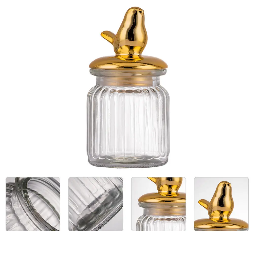 

1Pcs Transparent Glass Tea Canister Storage Canister Sealing Tank Cartoon Lid for Grain Fruit Kitchen Storage