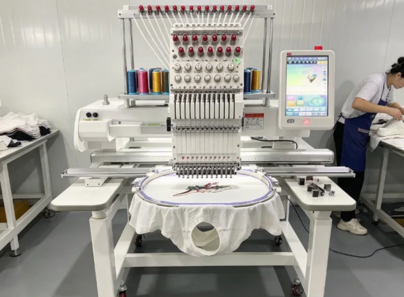 Professional Hat Embroidery Machine With Cylinder Bed And Adjustable Cap Frame For Sportswear Customization
