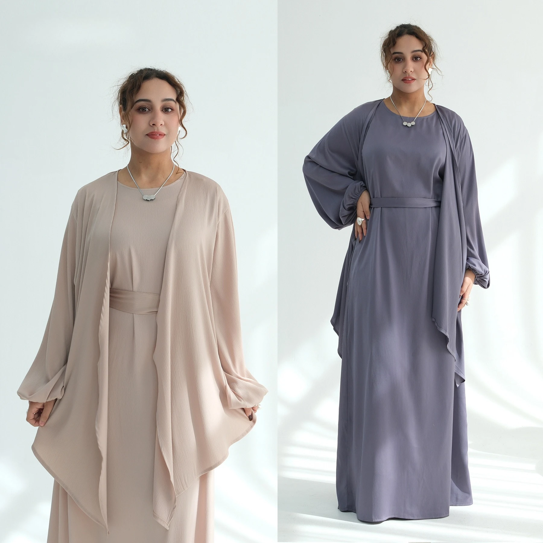 

Abaya Manufacturer Womens Dresses Islamic Clothing 2 Piece Abaya Set Sleeveless Inner Dress and Top Set Abaya Women Muslim Dress