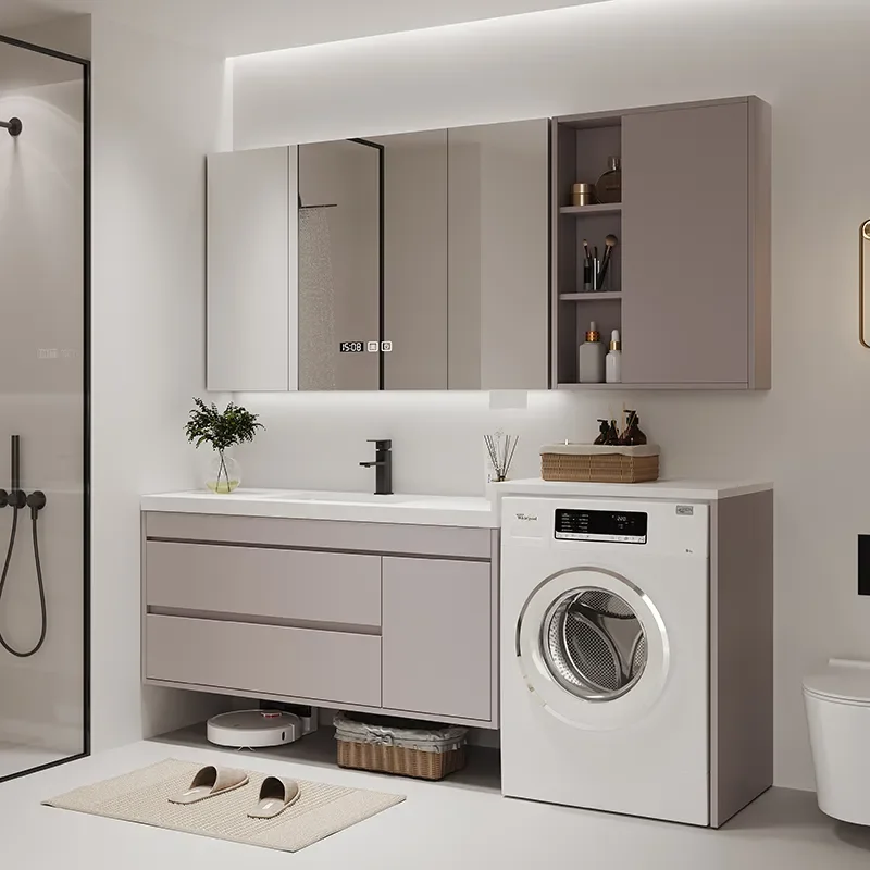 for Washing Machine Bathroom Cabinet Combination Rock Slab Ceramic Seamless Integrated Basin Washbasin Vanity Unit