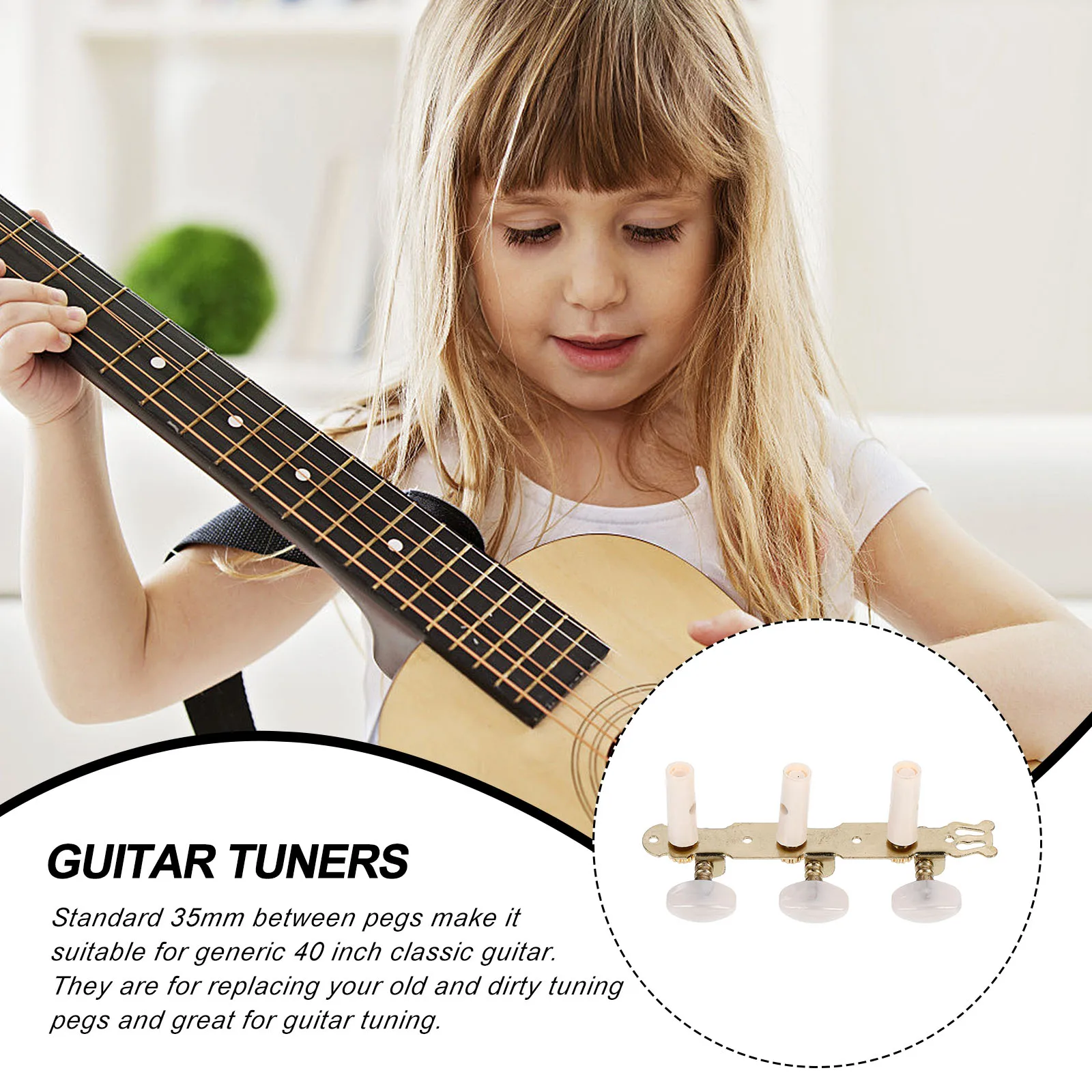 

Classical Guitar Tuners 35Mm Tuning Pegs For 40 Inch Guitars Hard Acrylic Abs Steel Beige Buttons Replacement Guitar Tuning