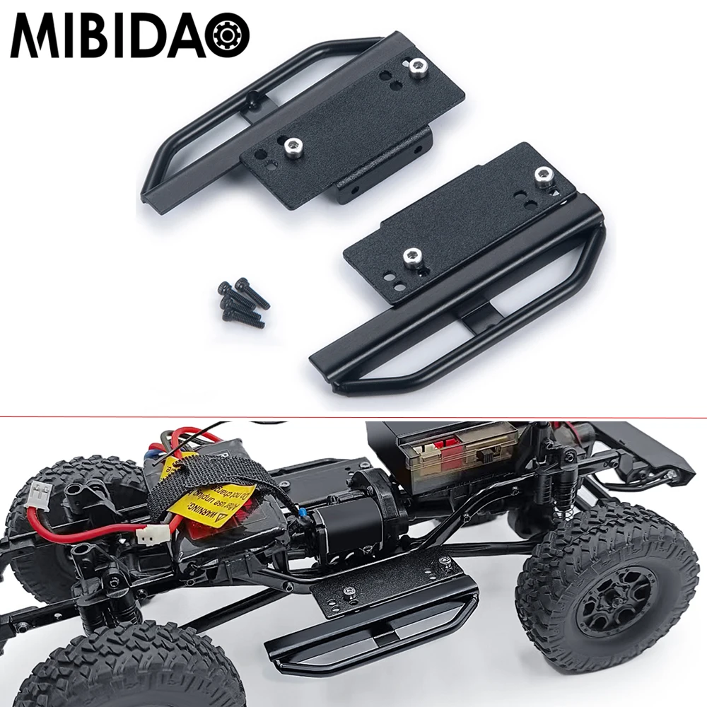 MIBIDAO Metal Alloy Side Pedal Rock Sliders for Axial SCX24 Deadbolt Chevrolet Wrangler Gladiator Bronco 1/24 RC Car Model Parts