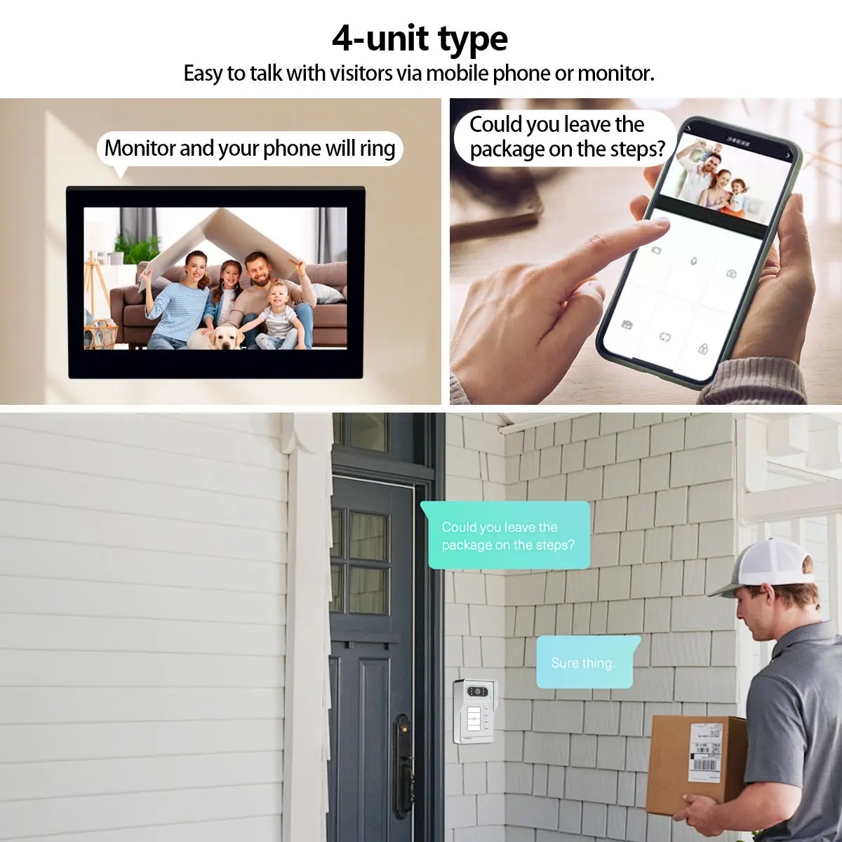 Smart 432 Apartamentos Edifício Conjunto de intercomunicação de vídeo Sistema de interfone de telefone de porta de vídeo inteligente de 4 fios para apartamento