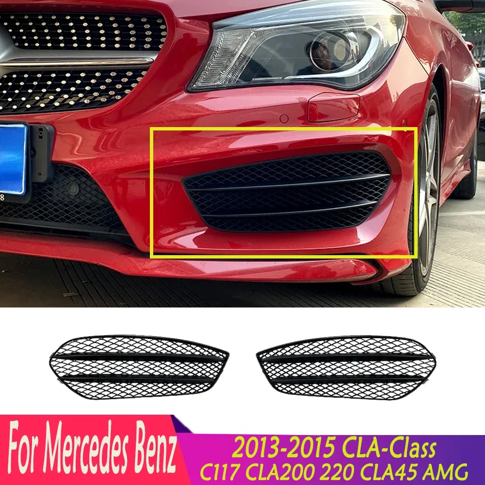 

For Mercedes‑Benz 2013-2015 CLA‑Class C117 CLA200 220 CLA45 AMG Line ABS Front Bumper Fog Lamp Light Hood Grille Trim Body Kit