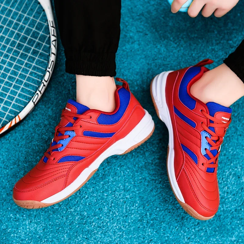 Baskets de badminton légères et confortables pour hommes, chaussures d'entraînement de tennis de table, baskets de volley-ball rouges, C988, grande taille 45, 46