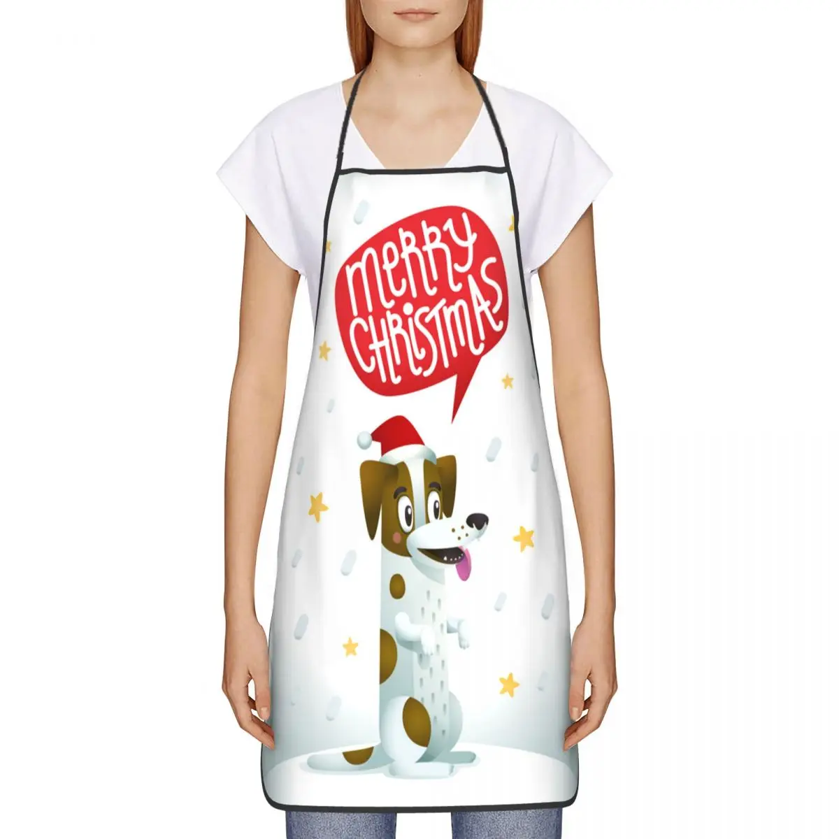 Custom Bib Merry Christmas Jack Russell Terrier Apron Men Women Adult Chef Cooking Kitchen Cartoon Dog Tablier Cuisine Gardening