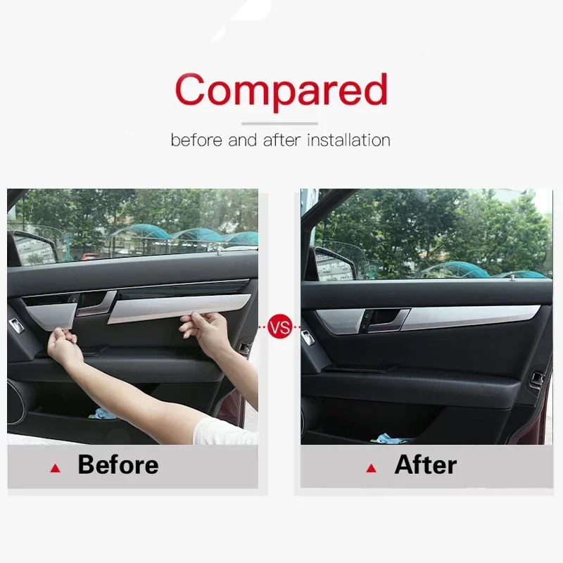 

For Mercedes Benz C Class W204 C180 C200 2007-2014 ABS carbon fiber car interior door panel decorative strip sticker accessories