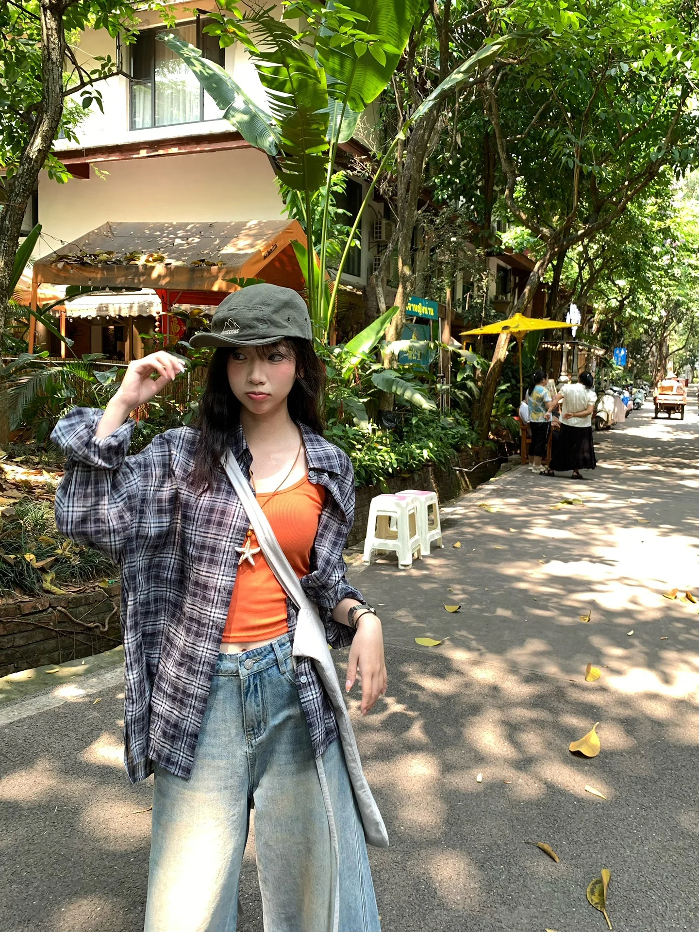 

Loose Women's Blue Striped irt Summer 2025 New Sle Retro Hong Kong Sle Sun Protection Cotton Long Sve Button up