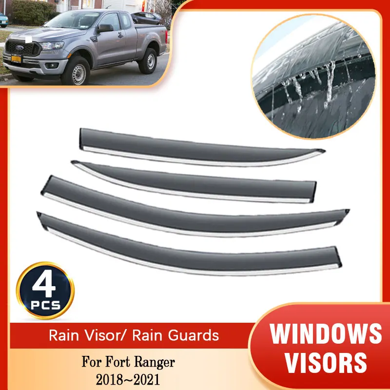 For Fort Ranger 2018~2021 Rain Sunshade Window Visor Windshield Deflectors Protective Auto Accessories Vent visor Side Window