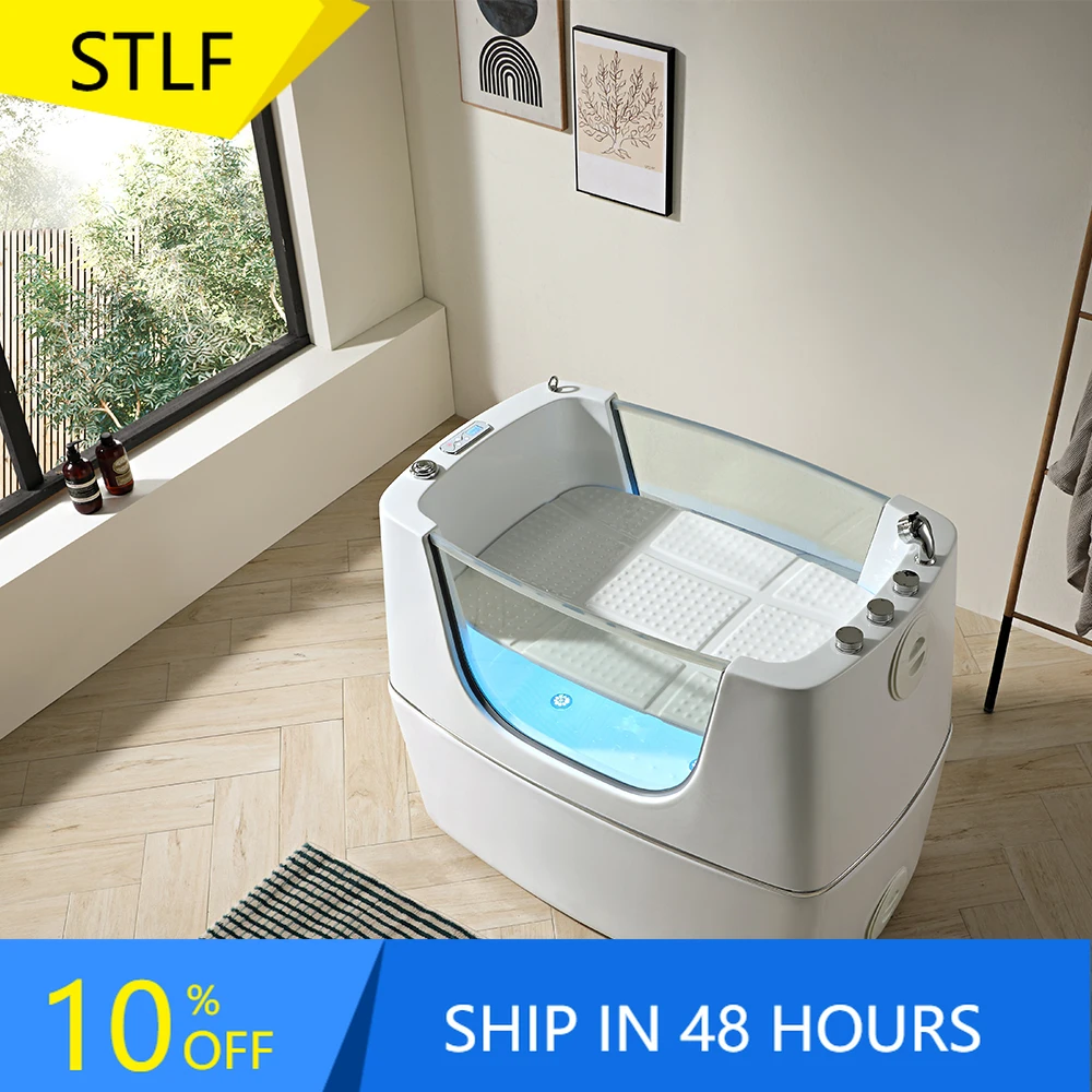 

STLFModern Freestanding Pet Spa Bathtub With Ozone Spa Dog Bathtub Massage Air Bubble Feature for Pet Cleaning Bathing