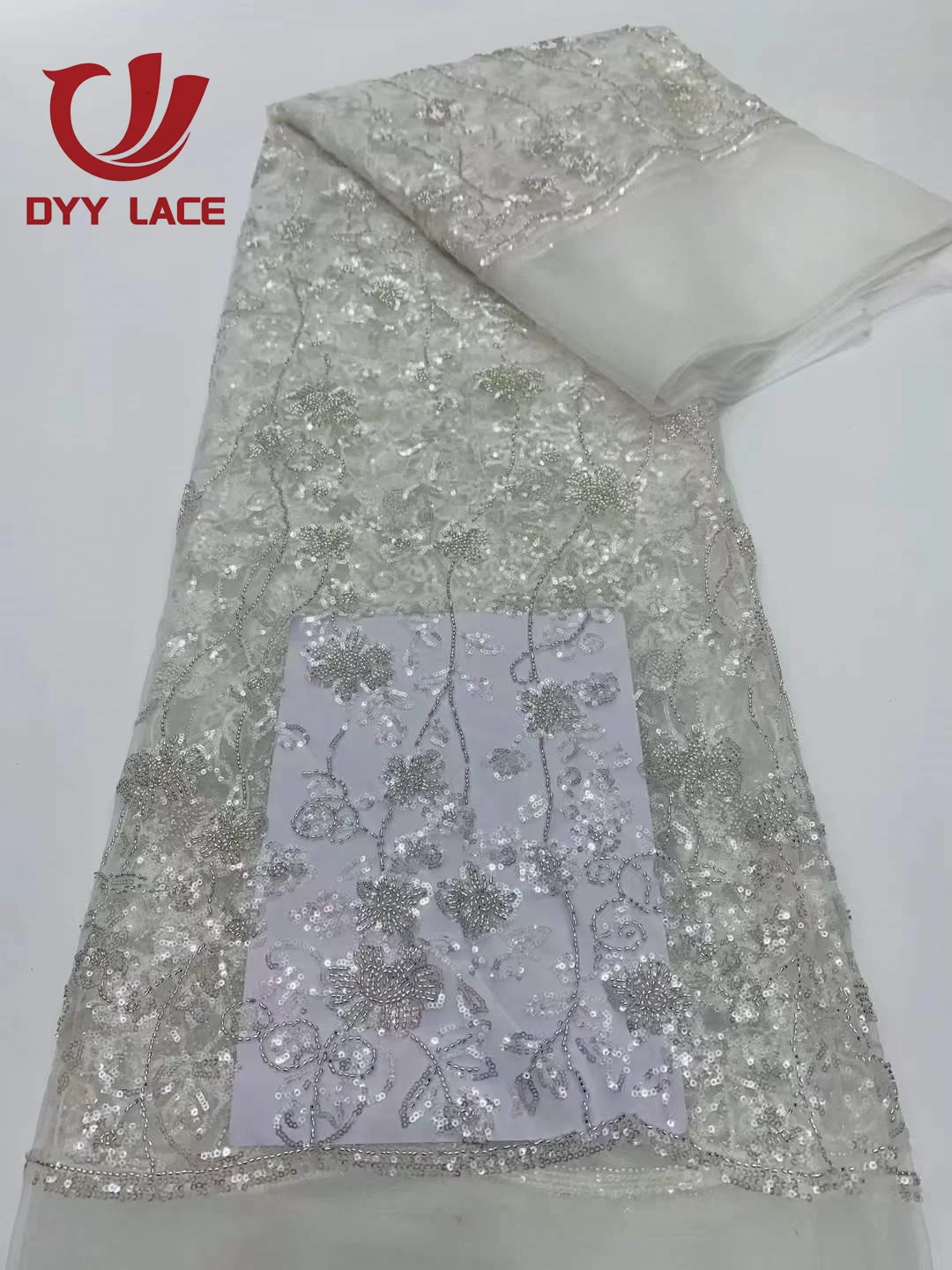 

2024 African Lace Fabric Sequins Groom Embroidered Nigerian Wedding Lace Fabric High Quality French Tulle Lace Fabric For Sewing