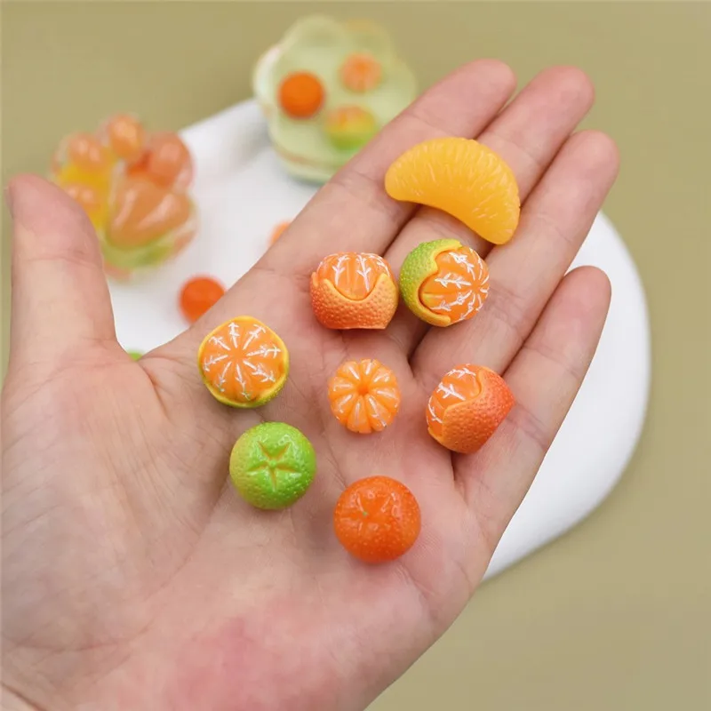 SNASAN 10pieces Fruits Tangerine Orange Handmade Materials Candy Toys UV Epoxy Jewelry Filling Materials Lovely Beads