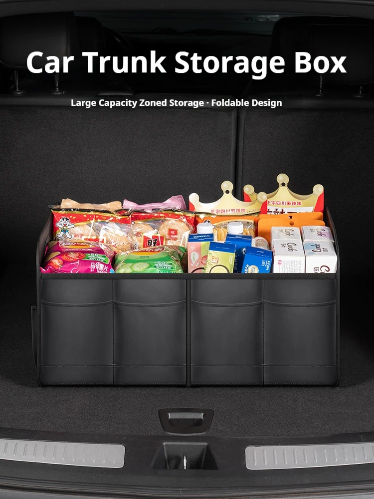 1pc Car Storage Box Leather Storage Box Trunk Storage Box Large Capacity Foldable Storage Capacity Large Storage Capacity